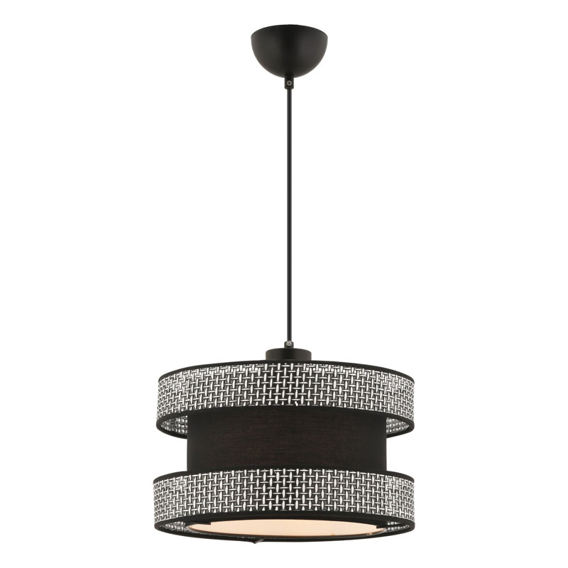 Luminaire de lustre élégant en métal, gris et noir, 25,6 po x 25,6 po x 7,9 po | Certifié CE, douille E27 pour ampoule de 60 W maximum | Élégant capuchon en coton, parfait pour la décoration de la salle à manger et de l'espace de vie