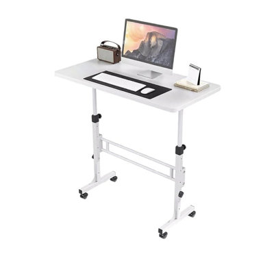 32 Inch Portable Small Desk Adjustable Height, Rolling Home Office Desks With Wheels, Sit Stand Desk For Bedroom Walking Pad Home Office Small Space by Ebern Designs
