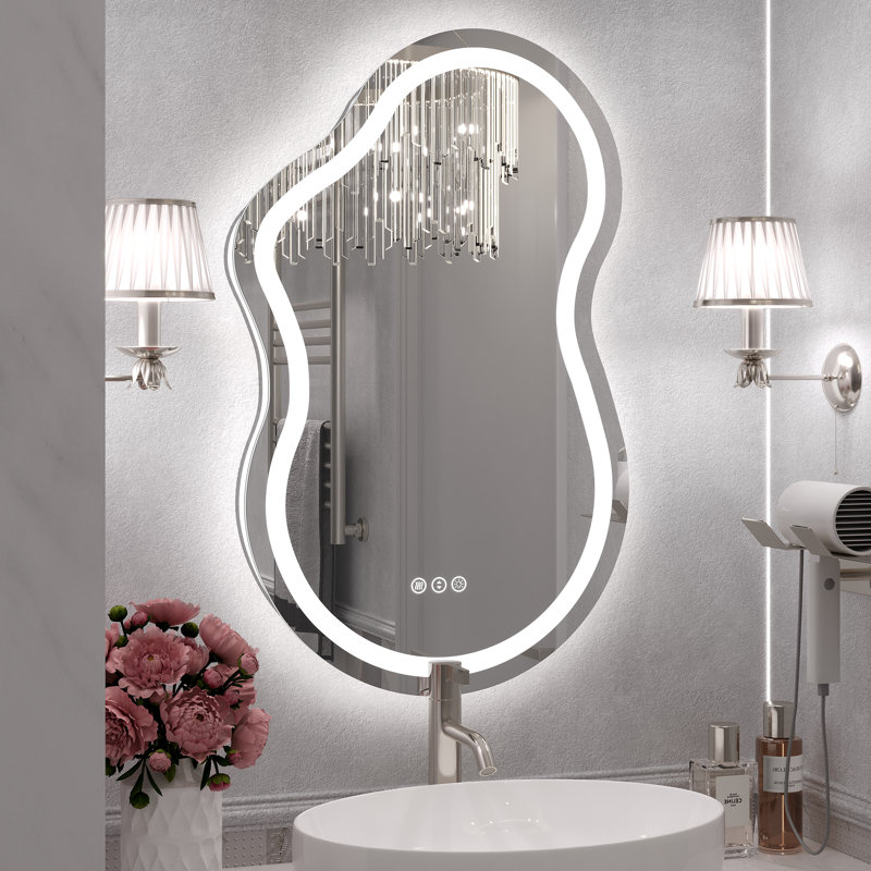 Miroir de salle de bain Molly, 32 po x 20 po, Avant et rétroéclairé