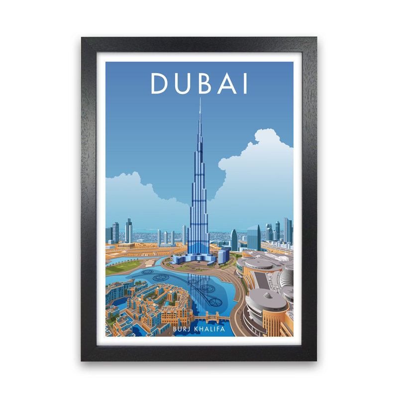 Dubai by Stephen Millership - Print on Canvas, 88cm H x 64cm W x 3cm D, Black Framed Paper