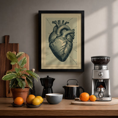 Anatomical Heart Vintage - Framed Print