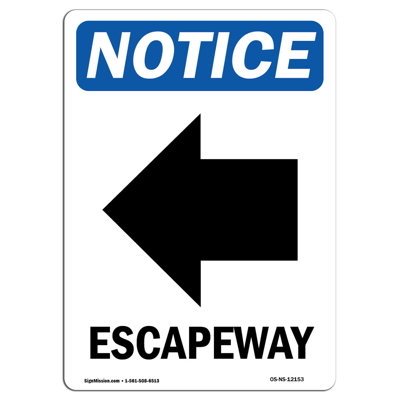 Escapeway [Left Arrow] Aluminum Sign 12 x 18