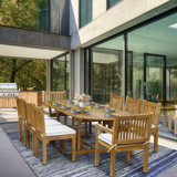 Dacia Outdoor 9 - Piece Teak Dining Set with Cushions