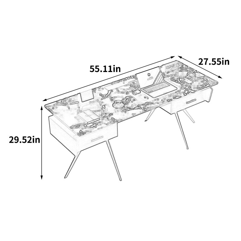 Bureau sophistiqué et luxueux, H 29,52 po x l 55,11 po x P 27,55 po
