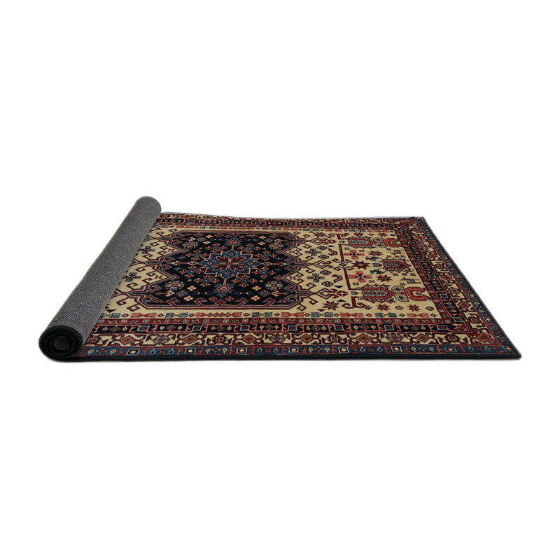 Tapis oriental beige / brun / noir, Rond 7 pi