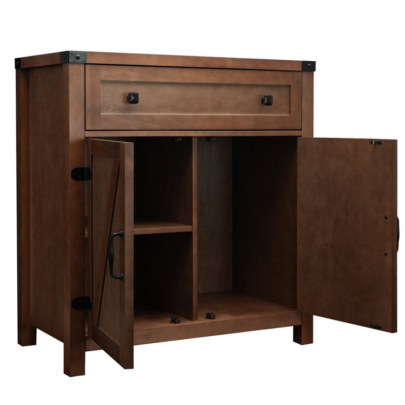 Veronda Storage Cabinet with Large Drawer and Doors, Solid Poplar Hardwood Structure Sideboard