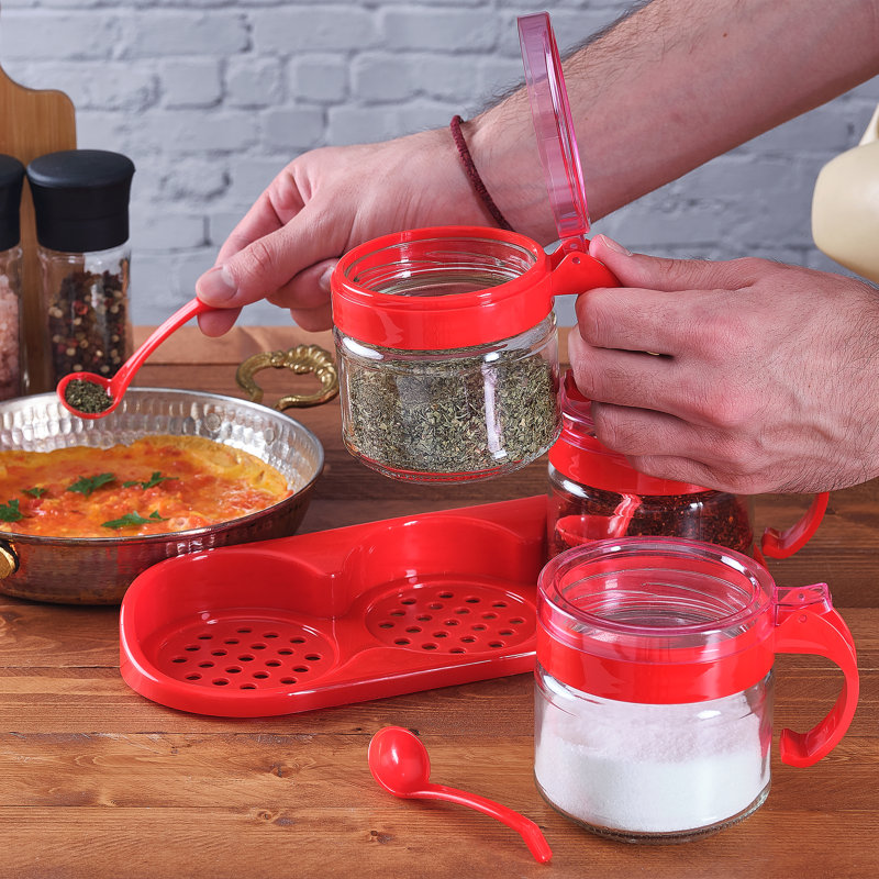 Ensemble de 3 pots à épices Crystalia, Rouge