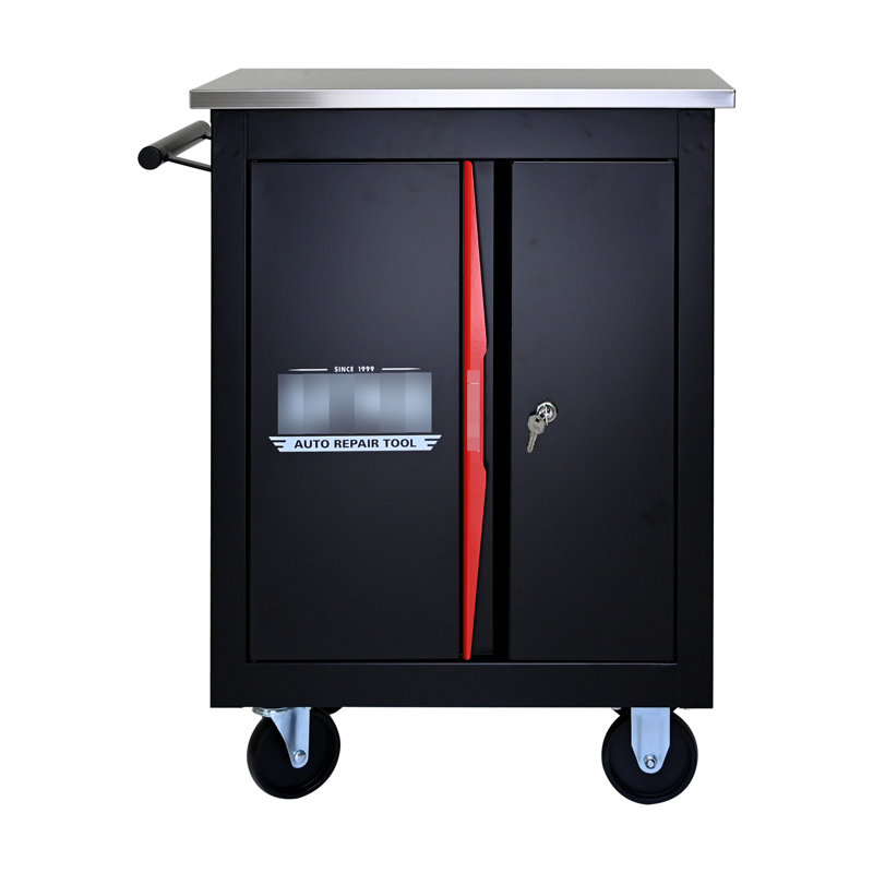 Multicolore thermolaqué avec frein - Comptoir de rangement en acier inoxydable noir et rouge