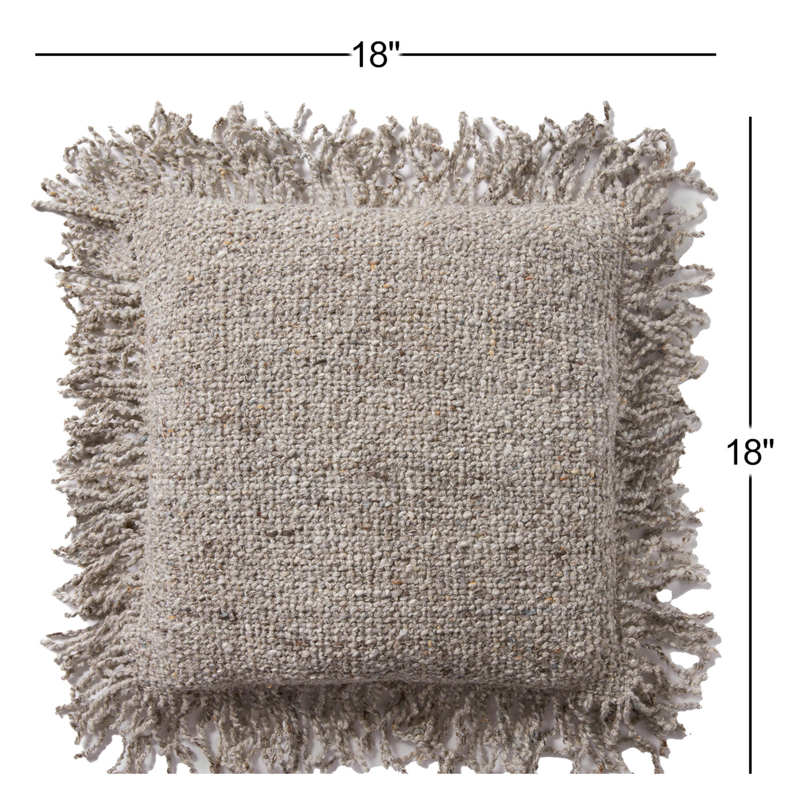 Vilano Fringed Throw Pillow, Brown, Polyester/Polyfill