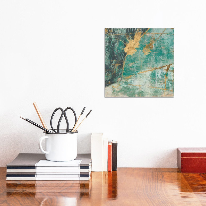 Teal Lace I by Jennifer Goldberger - Wrapped Canvas Painting, 30.48 cm H x 30.48 cm W