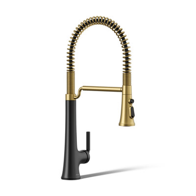 Kohler Tone Single Handle Semi-Professional Pre-Rinse Kitchen Sink Faucet with Three-Function Pull Down Sprayer