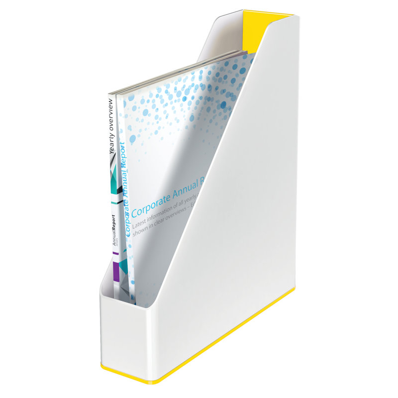 Free Standing Magazine Rack, White/Yellow
