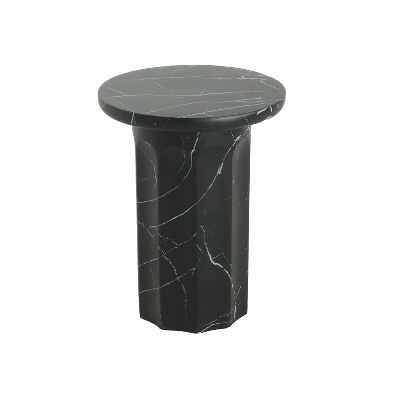 Table d'appoint d'extérieur en marbre effet béton léger, table de bout Mgo de salon, H 21,25 po x l 16 po x P 16 po, Béton