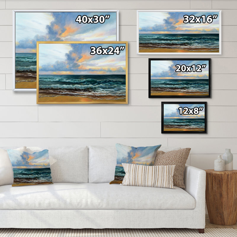 «Wild Blue Ocean Waves», reproduction sur toile, H 30 po x l 40 po x P 1,5 po, Cadre flottant noir