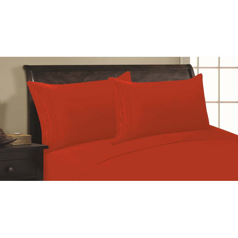  Embossed Stripe Brushed Microfiber Pillowcase Set, Rust, King Pillowcase
