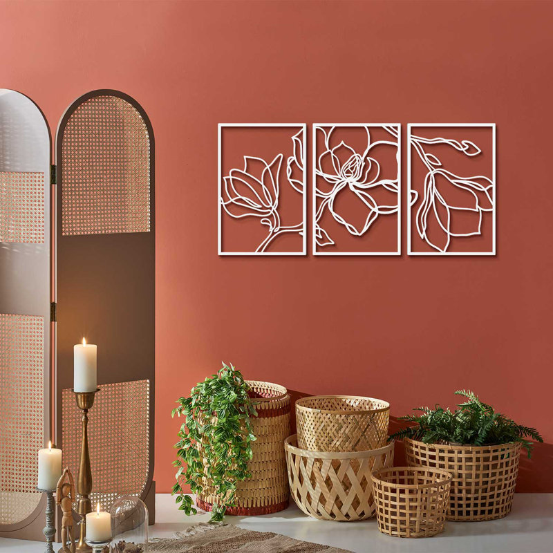 Ensemble de 3 décorations murales en métal, H 18 po x l 36 po x P 1 po, Vert