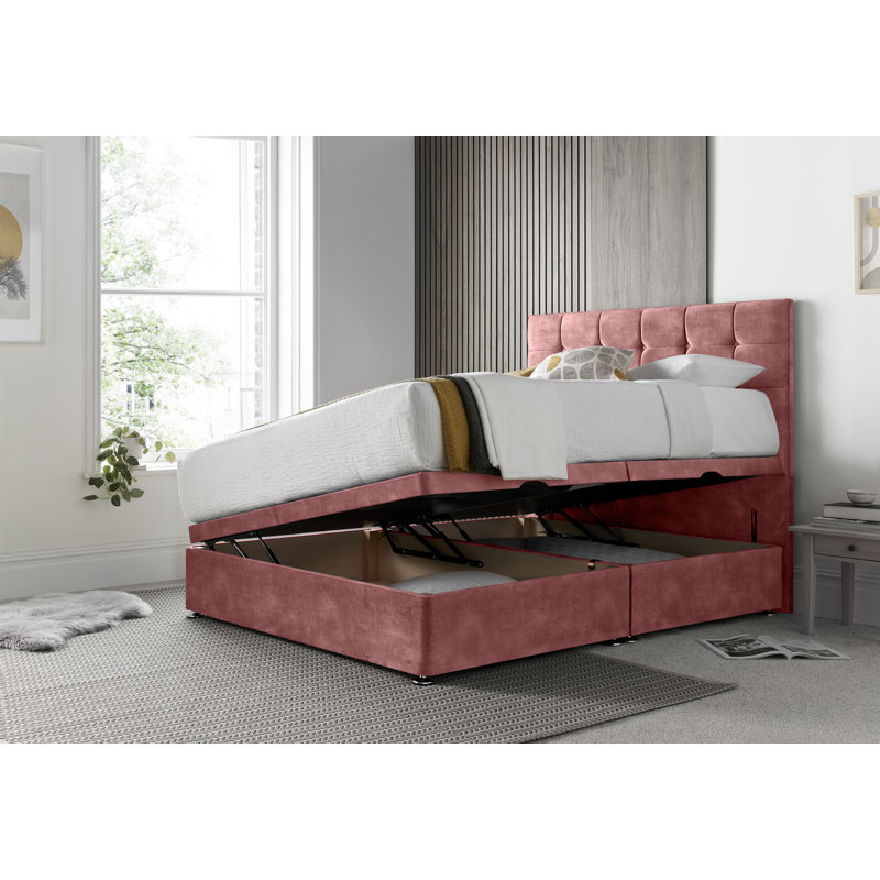Florida Conistan Divan Ottoman with Floor Standing Headboard , Double (4'6), Pink