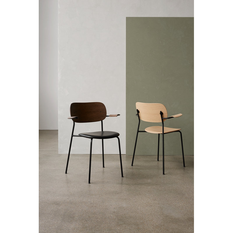 Co Upholstered Arm Chair, Bouclé 02 Acrylic, Dark Stained Oak, Black