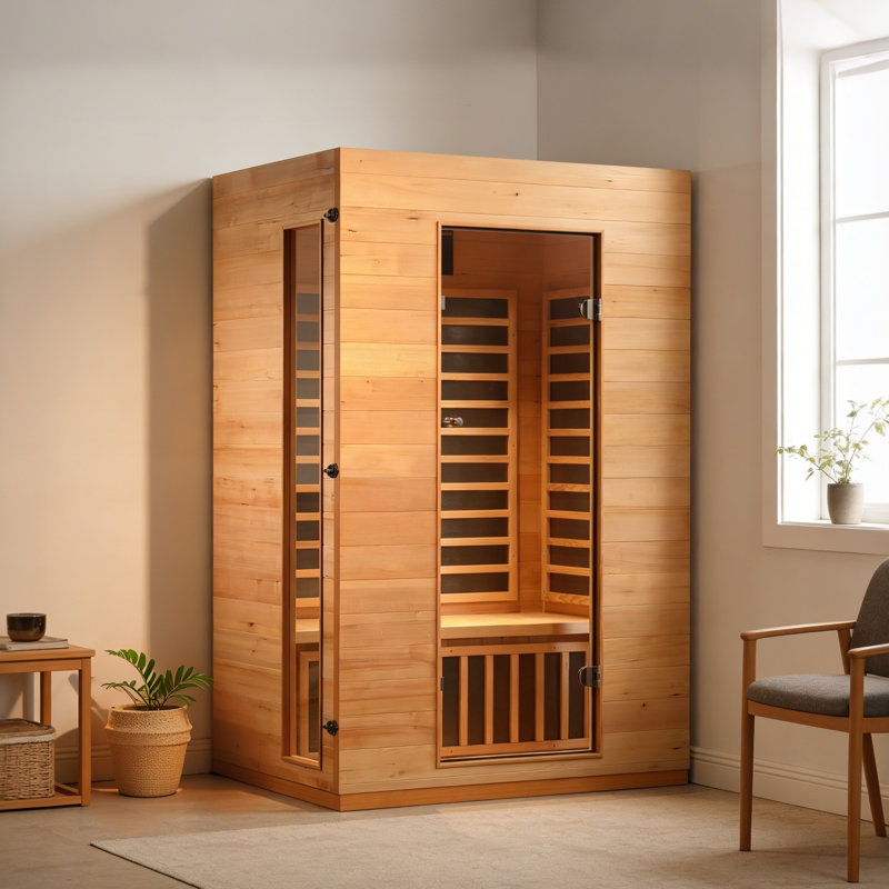 Hongyuan 2-Person Indoor low EMF FAR Infrared Sauna in Hemlock