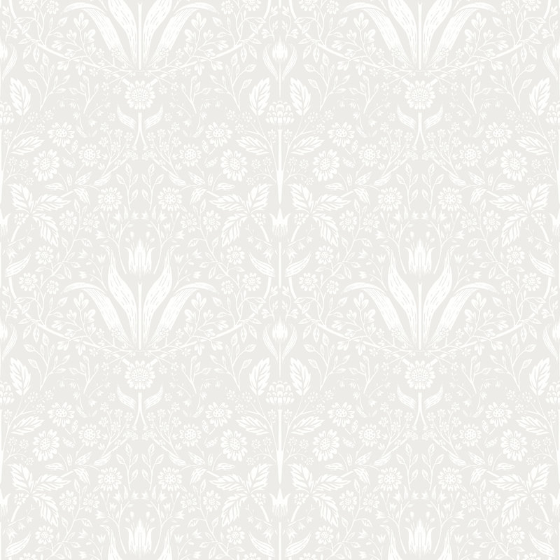 Floral Wallpaper Double Roll, Light Neutral