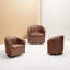 Fauteuil d'appoint moderne pivotant en cuir avec garniture cloutée capitonnée-1595019234