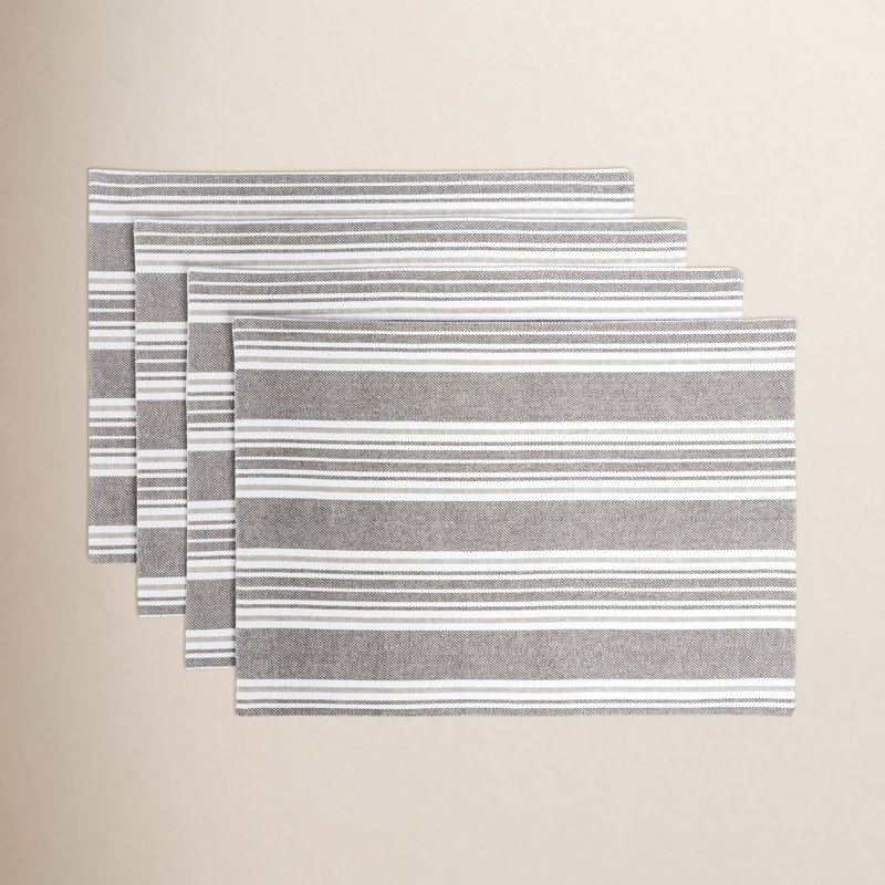 Ensemble de 4 napperons rayés, Gris