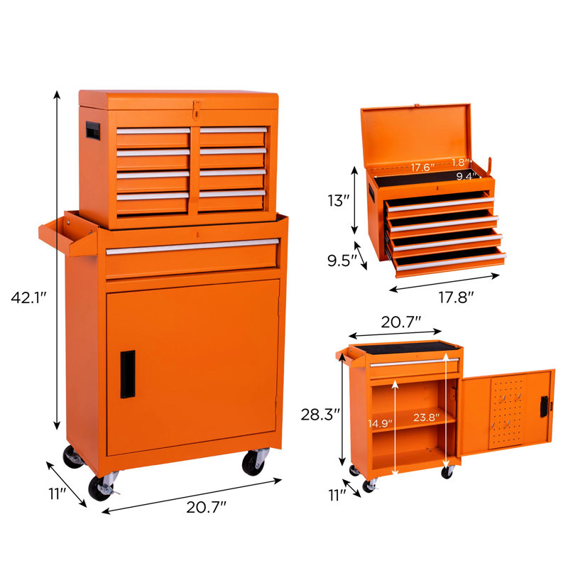 Armoire à 5 outils avec isolation thermique et roulettes universelles - Barres à main amovibles confortables et amovibles