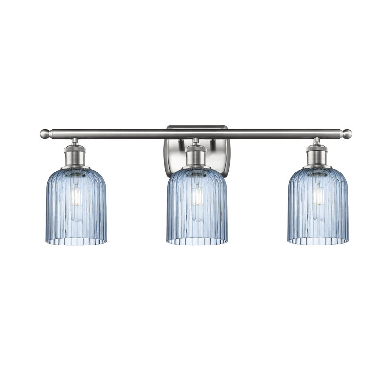 Brion Addeline 3 Light 25" Bath Vanity  Shade, Princess Blue, Satin Nickel