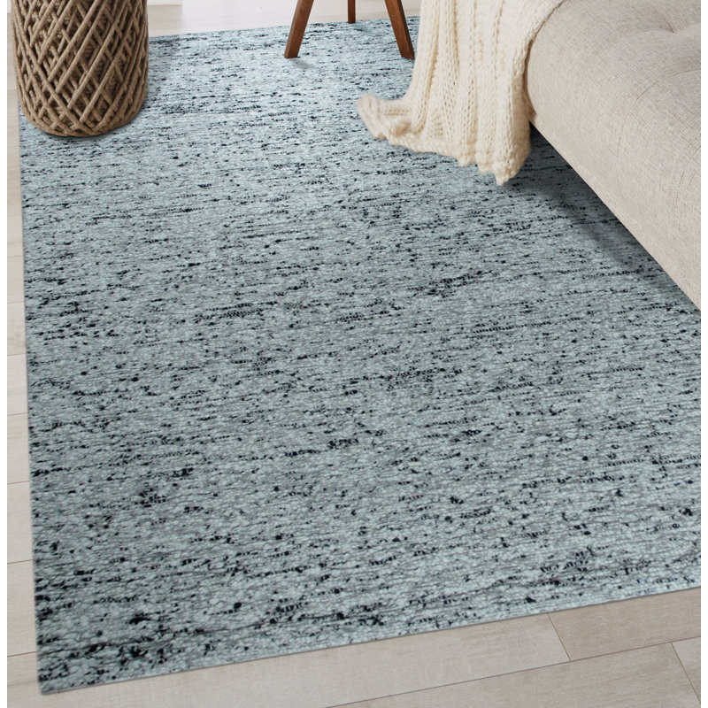 Tapis gris foncé en laine fait à la main Kharan, Rectangle 6 pi x 9 pi