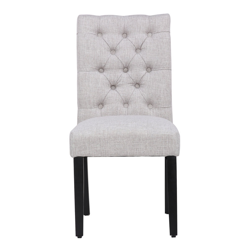 Chaise d'appoint rembourrée en lin capitonné Wren, Gris pâle, 1