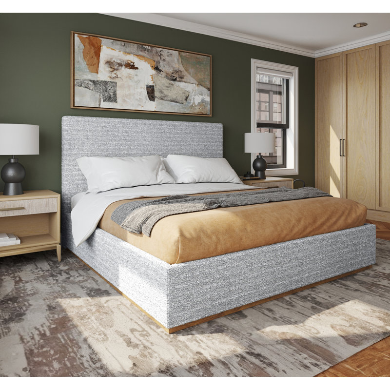 Lit plateforme moderne avec tête de lit tapissier haute, Très grand, Nuage