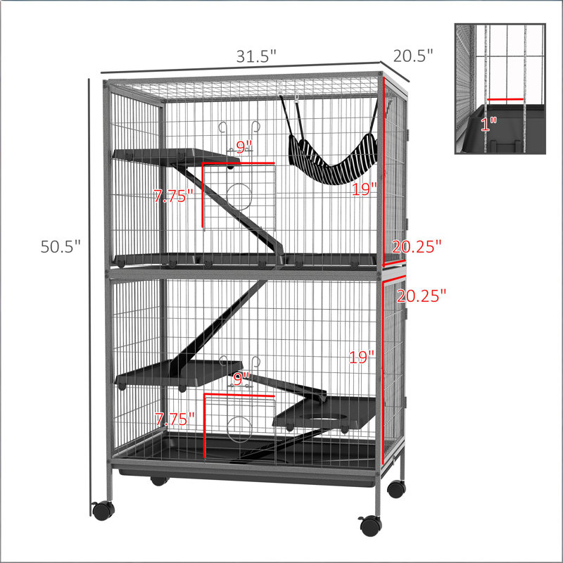 Cage à roulettes pour petits animaux, Noir