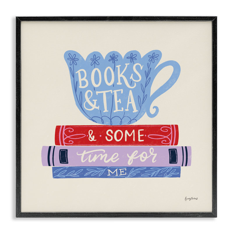 Livres Tea Time For Me, giclée encadrée, conception par Becky Thorns, H 24 po x l 24 po, Giclée encadrée noir minuit