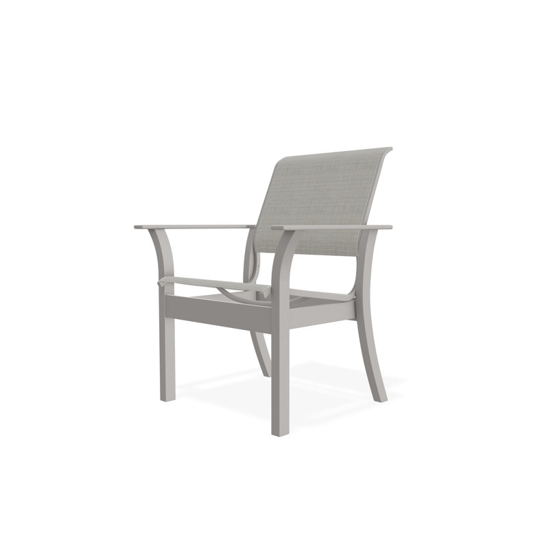 Chaise de café empilable en polymère de qualité marine Leeward Sling, Gris chaleureux, Diacre