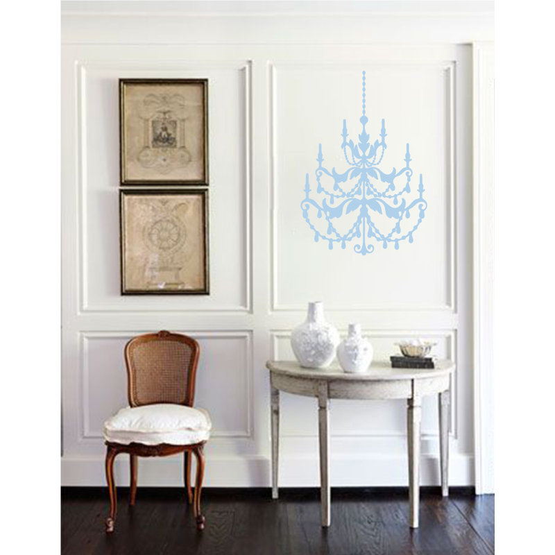 Décalcomanie murale lustre française, Bleu poudré, H 24 po x l 16 po x P 0,01 po