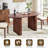 63" Fluted Oval Dining Table Double Pedestal Kitchen Table For 4-6 -1807461440
