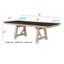 Table de salle à manger extensible de style maison de campagne 1 pièce Craie grise ton de remorquage Mobilier en bois Deux pieds de réfectoire à tréteaux