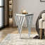 Table de bout en miroir argentée avec incrustation de cristal, petite table d'appoint pour le salon, la chambre à coucher ou le coin, table basse Glam, surface de miroir facile à nettoyer