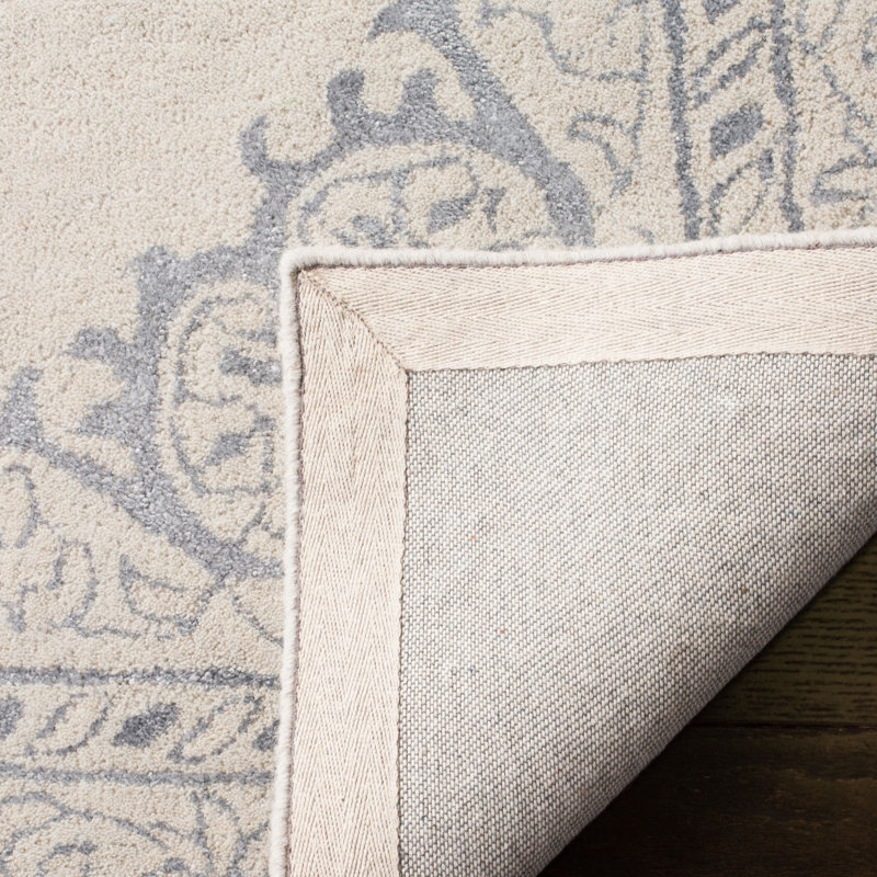 Tapis oriental gris en viscose / laine touffeté à la main Jonathan, Carré 6 pi