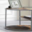 Table de bout à demi-tablette unique de style industriel avec finition grise et noyer avec trois tablettes, table basse thermolaquée - non incluse