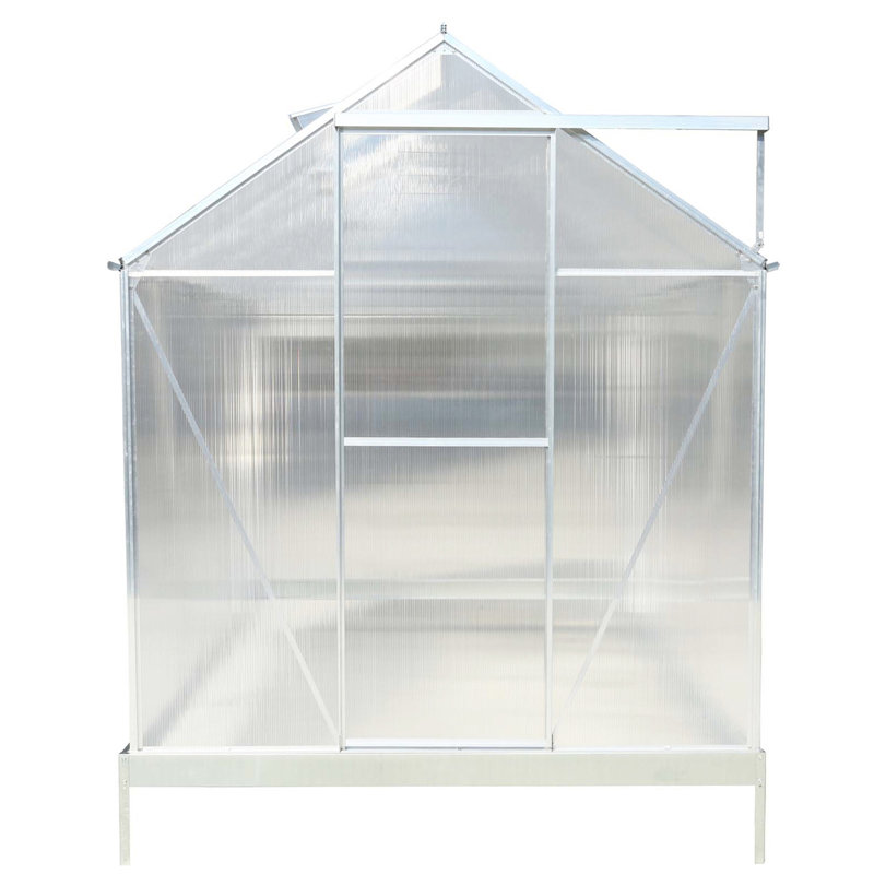 6.3'*10.2'*7' Polycarbonate Greenhouse, Silver, 8' H x 6.3' W x 10.2' D