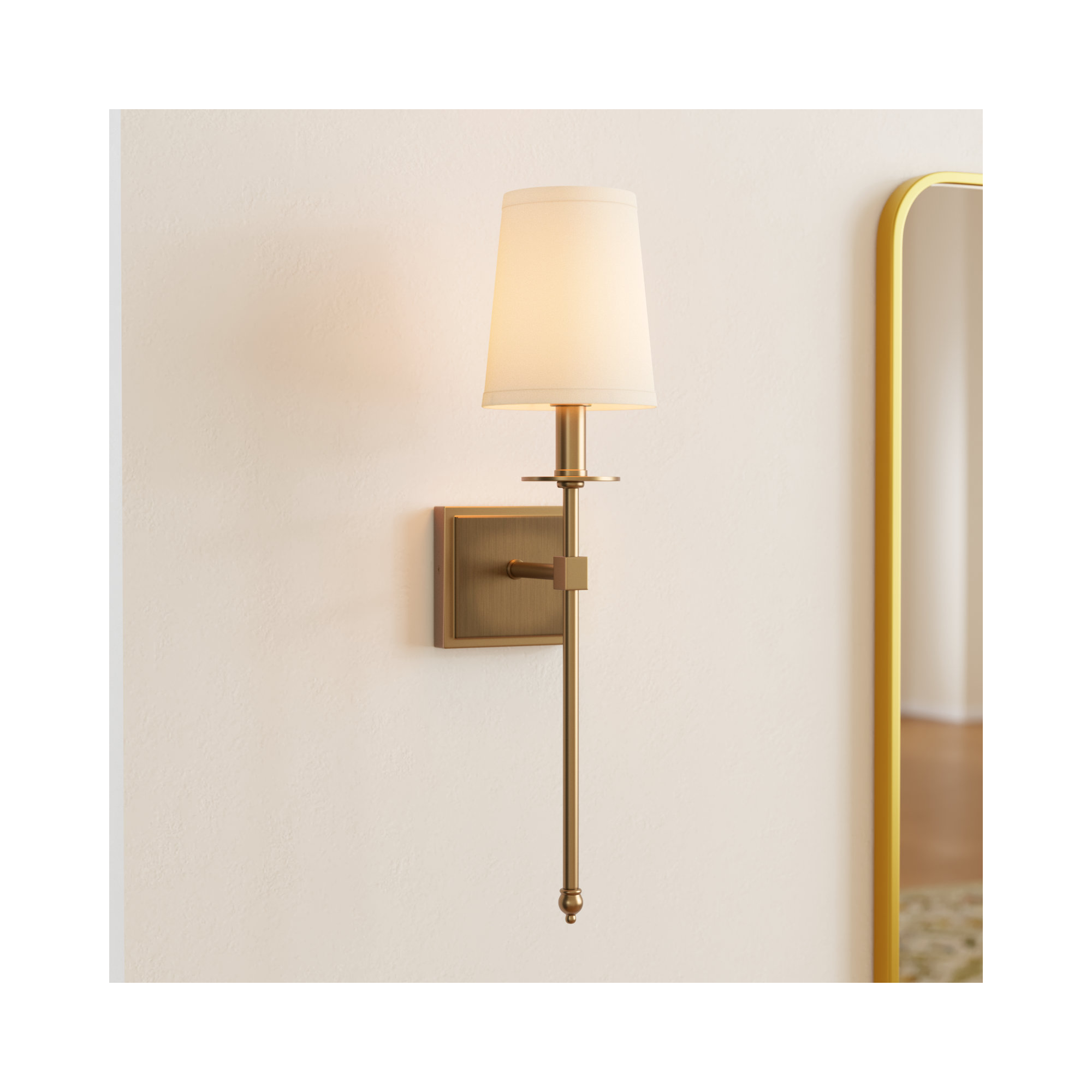 Jillian 1-Light Wallchiere, 20" H x 5" W x 6'' D, Warm Brass