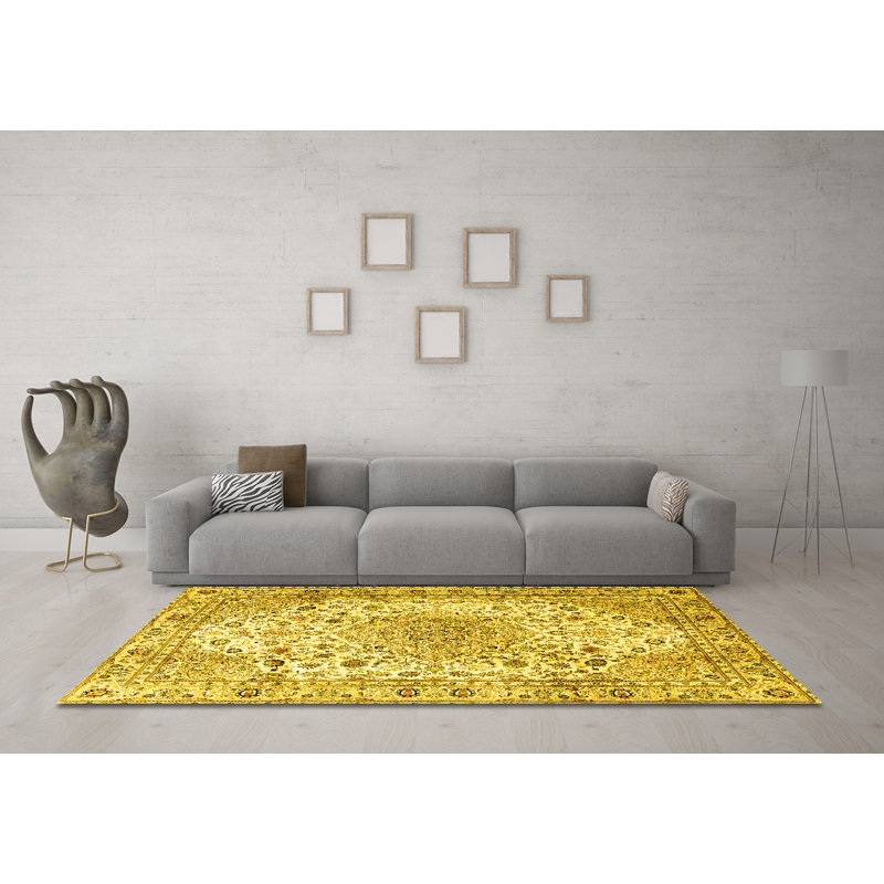 Chanon Washable Oriental Indoor Rug, Round 5'