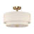 3-Light Semi Flush Ceiling Light With 2 Tier Drum Shade Brushed Brass For Bedroom Living Room