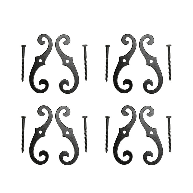 Paire de quincaillerie pour volets en forme de S en noir vintage (paquet de 4)