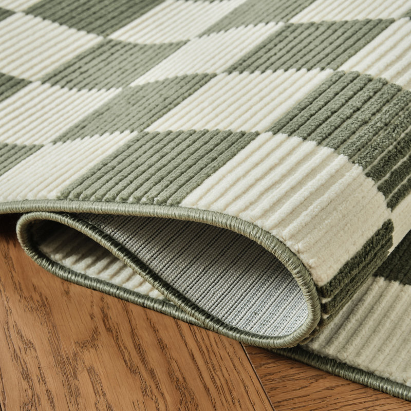 Gambit Washable Rug, Rectangle 6'7" x 9', Olive Green