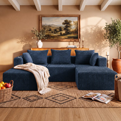 Boneless 100"u Shape Modular Sectional Sofa, Compressed Sectional Sofa Modern Minimalist Style Corduroy Couch, Sleeper Sofa For Living Room, Bedroom, Comfy Compressed Sofa Couch Space-efficient Design Right Green.2 Ottomans, Cup Holders & Throw Pillows