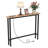 39.37in Oak-Colored 1-Piece Set Melamine + Iron Hallway Table With Power Strip-1212144636