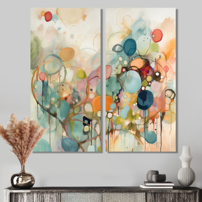 «Pink Blue Minimalims Fludity I», art mural sur toile abstrait minimaliste