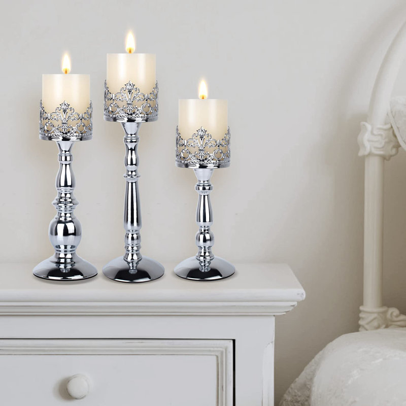 Ensemble de porte-bougie gothique, Argent argent